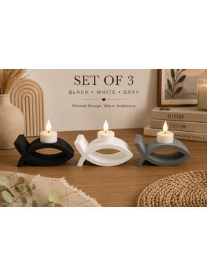 Bezos 3D Baskı 3lü Balık Figürlü Dekoratif Mumluk Seti - Tealight Mumluk, Modern Ev ve Ofis Dekoru