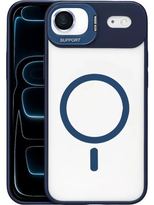 Bezos Joko Apple iPhone 17 Air Remim Lensli Magsafe Standlı Kapak - Lacivert