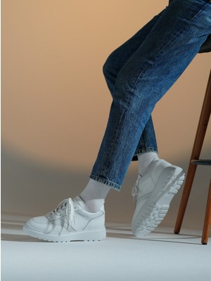 Faruk Balkanas Aras Model Hakiki Kombinasyonlu Deri Eva Taban Sneaker Ayakkabı
