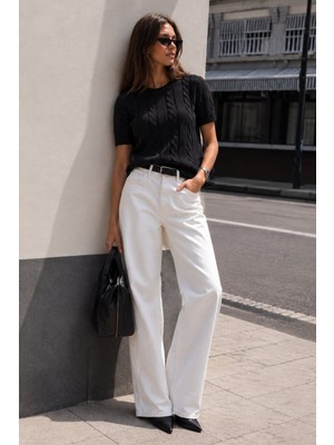 Benevento Clothing Saç Örgü Detaylı Kısa Kol Bluz