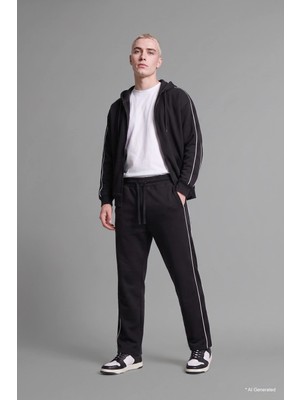 DeFacto Boxy Fit Şerit Detaylı Kapüşonlu Fermuarlı Basic Sweatshirt HIRKA H4428AX26AU