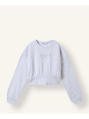 DeFacto Korse Detaylı Taşlı Fitted Sweatshirt Kız Çocuk I8477A826AU