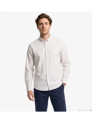 Nautica Erkek Bej Regular Fit Çizgili Gömlek W67270T.0BM