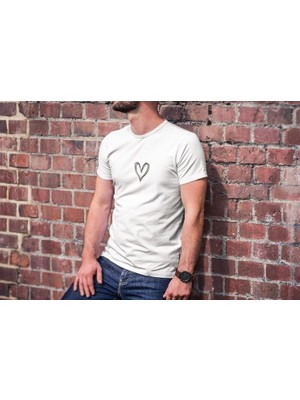 Erkek Kısa Kol Yazlık Tişört Bisiklet Yaka Baskılı Oversize T-Shirt - Beyaz