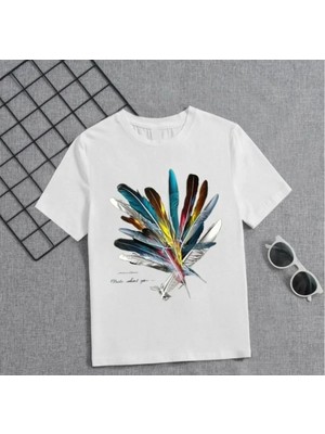 Kız Çocuk Baskılı T-Shirt - Beyaz