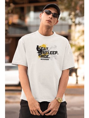 Erkek Özel Baskılı Modern Fit %100 Pamuk Bisiklet Yaka T-Shirt