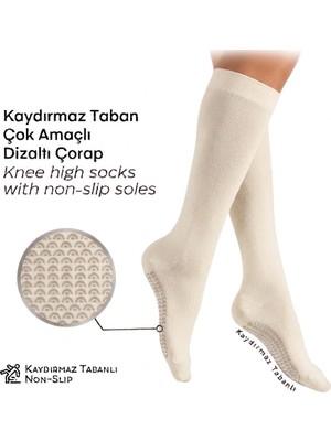 Dore Kadın Kaymaz Taban Dizaltı Çorap (Hac-Ümre Tavaf Çorabı) - Ekru