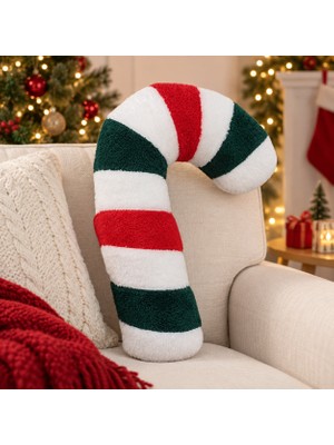 Toha 35 cm Yılbaşı Şeker Bastonu Peluş Yastık Noel Temalı Dekoratif Oyuncak