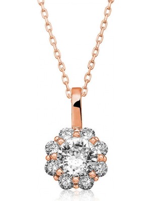 Pileli Store 925 Ayar Gümüş Rose Çiçek Kadın Gümüş Kolye