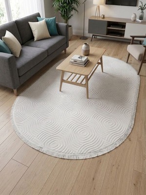 Merinos Elagans Joy Rölyef Bohem Kaymaz Taban Oval Püsküllü Halı Yolluk Salon, Mutfak ,oda ve Koridor