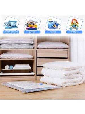 Munico 2 Adet 100X135 cm Vakum Saklama Torba Giysiler Için Yorgan Aşağı Ceket Seyahat Dolap Alanı Tasarrufu