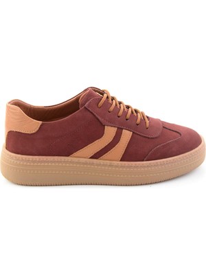 Bambi Bordo Nubuk Hakiki Deri Kadın Sneaker K01753222201