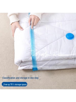 Munico 2 Adet Ceketler ve Yorganlar Için 55X90 cm Mavi Şeffaf Vakumlu Sıkıştırma Saklama Torbası Saklama
