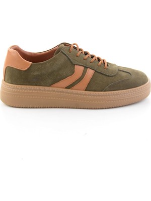 Bambi Yeşil Nubuk Hakiki Deri Kadın Sneaker K01753222201
