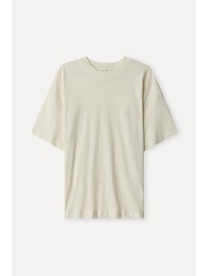 Mudo Kadın Ekru Oversize Bisiklet Yaka T-Shirt