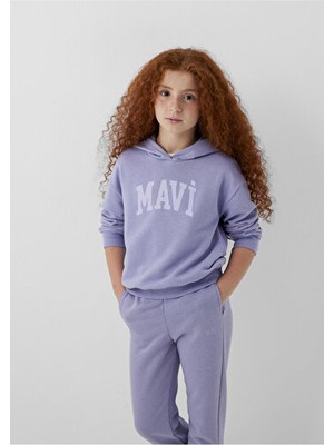 Mavi M7S10147-70557 Mavi Logo Baskılı Kapşonlu Sweatshırt Me Kız Çocuk Sweatshirt