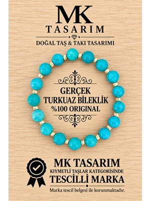 MK Tasarım Gerçek Turkuaz Bileklik MK.7000.868- Rahatlık-Dinginlik-Enerji- Stres Bilekliği- Renkleri Boya Değildir -Kendi Rengidir