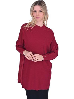 Invee Körüklü Triko Tunik Bordo 6250