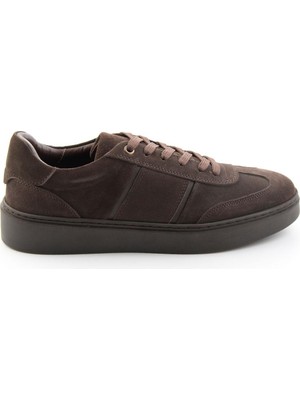 Bambi Kahve Süet Hakiki Deri Erkek Sneaker E01789045102