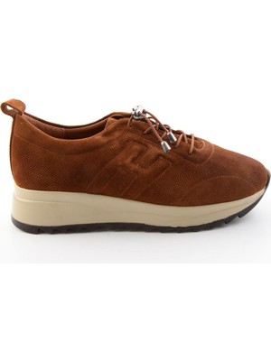 Bambi Taba Süet Hakiki Deri Kadın Sneaker K01756709302