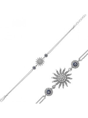 Pileli Store 925 Ayar Gümüş Güneş Bileklik