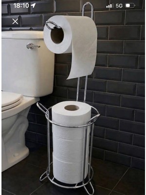 Statika Home Yuvarlak Krom Tuvalet Kağıtlığı , Peçetelik Tutacağı , Wc Kağıtlık Askısı Standı , Yedekli Askılık