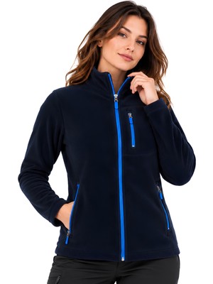 Genıus Store Kadın Polar Tam Fermuarlı Outdoor 3 Cepli Polar Ceket
