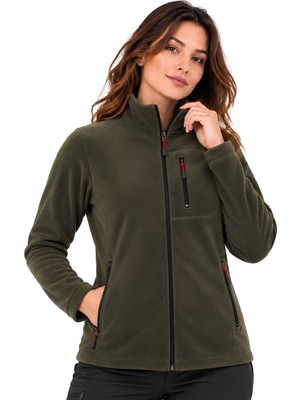 Genıus Store Kadın Polar Tam Fermuarlı Outdoor 3 Cepli Polar Ceket