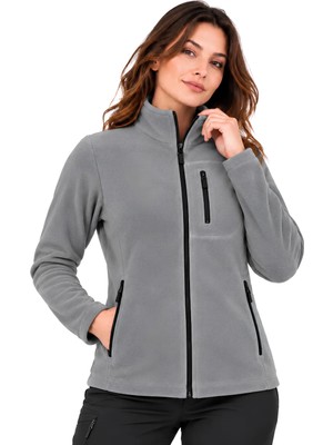 Genıus Store Kadın Polar Tam Fermuarlı Outdoor 3 Cepli Polar Ceket
