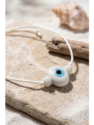 Pileli Store Handmade Bohem Beyaz Nazar Kolye TG27BKO11201