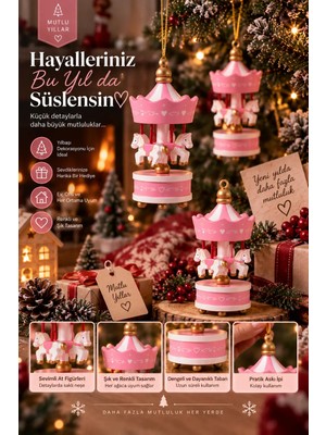 Munico 12 Adet Pembe Atlı Karınca Yeni Yıl Ağacı Süsü Dekoratif Asılabilir Sevimli Hediye Süsü