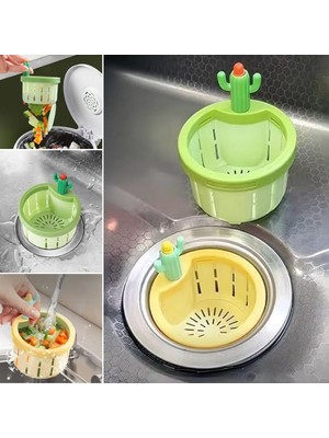 Store Basmalı Kaktüs Mutfak Lavabo Süzgeci – Sebze Artıkları ve Yemek Kalıntıları Için Gider Filtresi