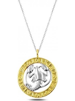 Pileli Store 925 Ayar Gümüş Gold Yengeç Burcu Kadın Gümüş Kolye