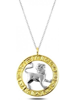 Pileli Store 925 Ayar ​gümüş Gold Aslan Burcu Kadın Gümüş Kolye