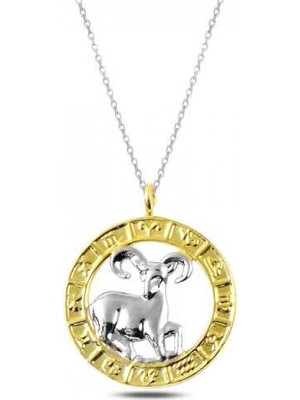 Pileli Store 925 Ayar Gümüş Gold Koç Burcu Kadın Gümüş Kolye