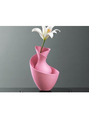 TeknoKapsül 3D Baskı Bold Vazo - Akışkan Formlu Dekoratif Vazo-Pembe