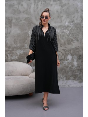 Seher Öztop Siyah Taşlı Elbise