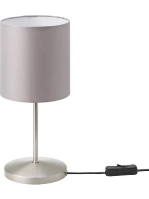 Neva Home Masa Lambası Ingared "" Masa Lambası 35 cm Yükseklik – Galvanize Çelik Kumaş Başlık – Gestreutes, Dekoratif Işık – Gümüş-Gri