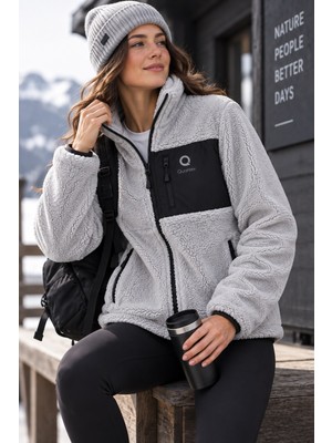 Machi Kadın OVERSIZE Kuzu Welsoft Sıcak Tutan Peluş Polar Ceket 3 Cepli Tam Fermuarlı Geniş Beden (Bir beden küçük alabilirsiniz)