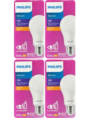 Neva Home Mycare 13W Sarı Işık E27 Duylu LED Ampul, 4 Adet