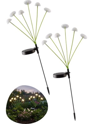 Neva Home Güneş Enerjili Mantar Bahçe Lambası, Solar LED Dış Mekan Aydınlatma, Otomatik Sensörlü Dekoratif Bahçe Işığı, Plastik, 2 Adet