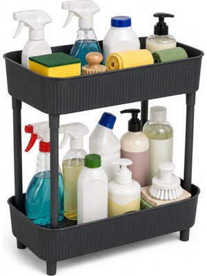 Neva Home Iki Katlı Raf Mutfak Banyo Düzenleyici, Tezgah Evye Lavabo Altı Üstü Organizer, 2 Kat Dolap Içi Depolama (Antrasit)