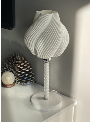 Neva Home Designobee Krema Elite -Modern Abajur Cam Detaylı Modern Masa ve Gece Lambası - Metal Ayaklı Lamba - Ambiyans Lambası, Dekoratif Abajur