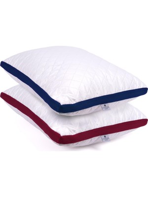 Neva Home Klimalı Yastık 50X70 cm - Hava Sirkülasyonlu Kapitone Mikrofiber Dış Kılıf 850 gr Silikon Dolgulu Ortopedik Uyku Yastığı (2'li Bordo-Lacivert)