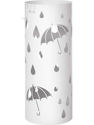 Neva Home LUC23W Şemsiye Standı, Metal Yuvarlak Şemsiye Ayağı, Su Toplama Kasesi Çıkarılabilir, Kancalı, 49 x Ø 19,5 Cm, Beyaz