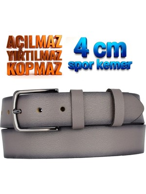 GoDeri %100 Hakiki Deri, 4 cm Açılmaz Gri Kot Kemeri, Keten Kemeri 4cm-Apo