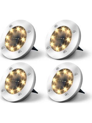 Neva Home Solar Lights Dış Mekan Bahçe Tavan Lambası, Güneş Enerjisiyle Çalışan 8 Led, Peyzaj, Yürüme Yolu, Çim, Merdiven Güvertesi, Bahçe Dekorasyonu Için, Sıcak (4'lü Paket) [enerji Sınıfı A+++ [enerji