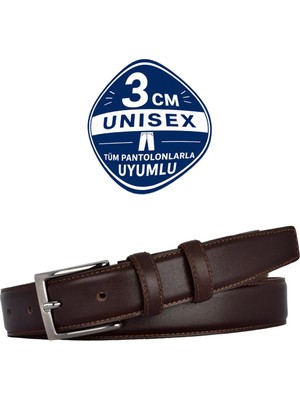 GoDeri %100 Hakiki Deri Taba Klasik 3cm Ince Erkek Kemeri, 3cm Kadın Kemeri, Unisex Uyumlu