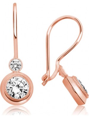 Pileli Store ​gümüş Rose Sallantılı Tek Taş Küpe
