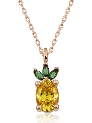 Pileli Store ​gümüş Rose Ananas Figür Meyve Kolye